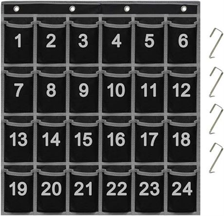 Eamay 24 Numbered Classroom Pocket Charts for Cell Phones and Calculators Holder