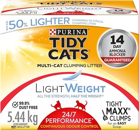 5.44 kg - Tidy Cats 24/7 Performance Lightweight Cat Litter for Multiple Cats