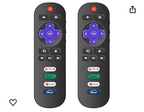 2 Pack Replacement Roku TV Remotes for TCL/Hisense/Sharp/Philips/Onn/Element/