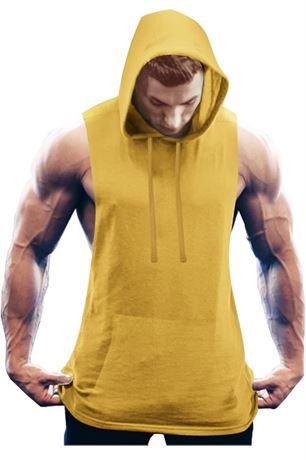 COOFANDY Men's Workout Hooded Tank Tops Bodybuilding Muscle Cut Off T Shirt Slee