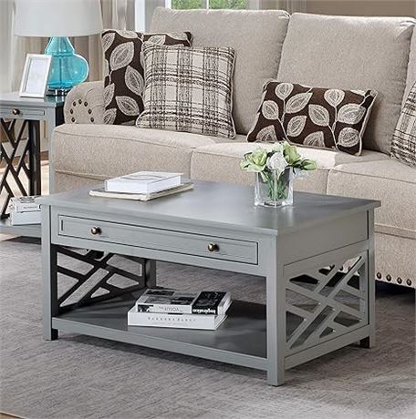 Alaterre Furniture Coventry 36" W Wood Coffee Table with 1-Drawer, Gray
