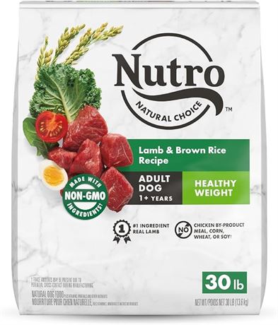 NUTRO NATURAL CHOICE Adult Dry Dog Food, Healthy Weight Lamb & Rice Recipe, 30LB