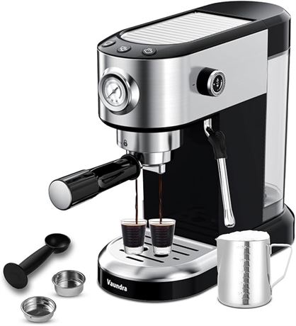 Vaundra Espresso machine 20 Bar with Milk Frother Steam Wand, Cappuccino latte M