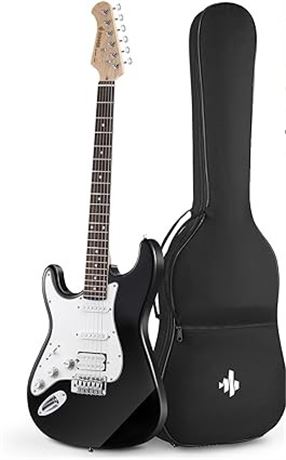 39 Inch/Left-Handed, Donner DST-100BL Electric Guitar Beginner Kit Black