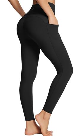 SIZE:M, BALEAF Women's Leggings with Pockets Tummy Control Workout High Waisted