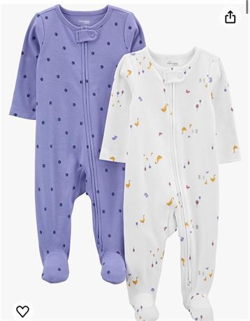Simple Joys by Carter's Baby Girls' Cotton Footed Sleep and Play, Pack of 2