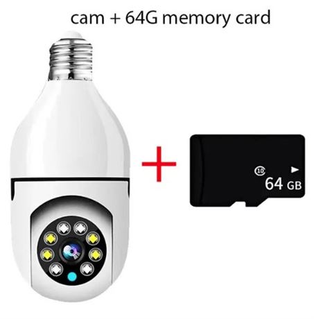 5G Bulb Security Wifi Camera Color Night Vision Security with 64GB Memory Card