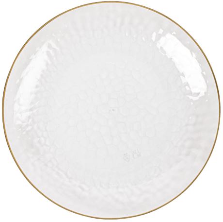 10" Hammered Dinner Plates Clear with Gold Rim, Fancy Disposable 100pcs