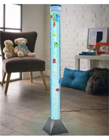 Sensory LED Bubble Tube 4FT with 10 Fish, 20 Color Remote and Tall Water Tower Tank LED Night Light for Kids Bedroom, Living Room Decor