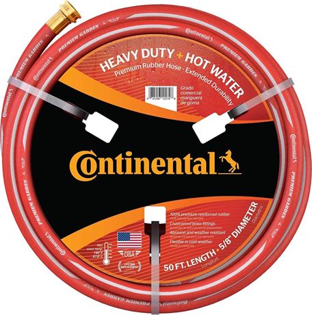 Continental ContiTech Red Hot Water Heavy Duty Garden Hose, 5/8" ID x 50 Feet L