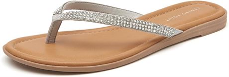 Size: 9, CentroPoint Women's T-strap Thong Flat Flip Flops Casual Thin Strap