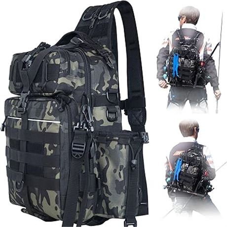 BLISSWILL Fishing Backpack with Rod Holder Fishing Tackle Bag Fishing Gear Bag
