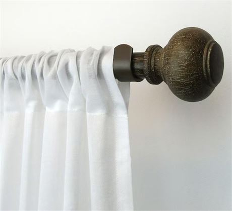 Rhinebeck 48 in.- 86 in. Adjustable 1 in. Single Curtain Rod in Antique Walnut