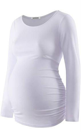 Size S, GINKANA Women's Crew Neck Long Sleeve Maternity T-Shir