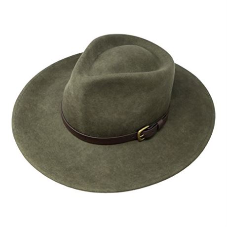 B&S Premium Lewis - Wide Brim Fedora Hat - 100% Wool Felt - Water Resistant
