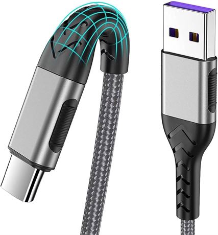 Durcord USB C Cable, Upgarded 2Pack 10ft Fast Charging 10 Feet USB Type C Charging Cord Cable, 10 Foot Type C Charger Premium Nylon Braided USB Cable Compatible with iPhone 15 Pro Plust Max-Silver