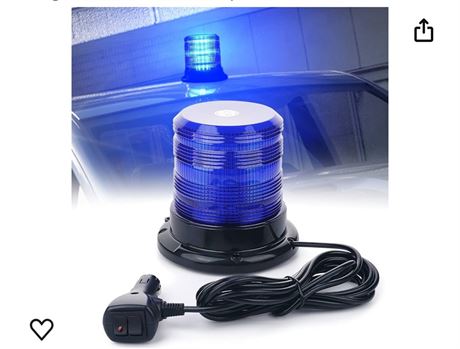 LUMENIX Blue LED Rooftop Beacon Light, Magnetic | Screw Mount Strobe Safety Flas