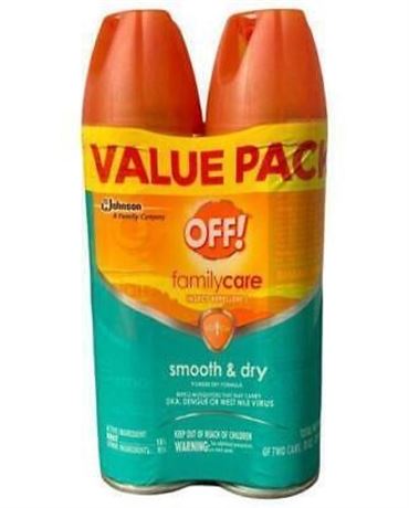 (2 cans ) OFF! FamilyCare Smooth & Dry Insect Repellent - 4 oz