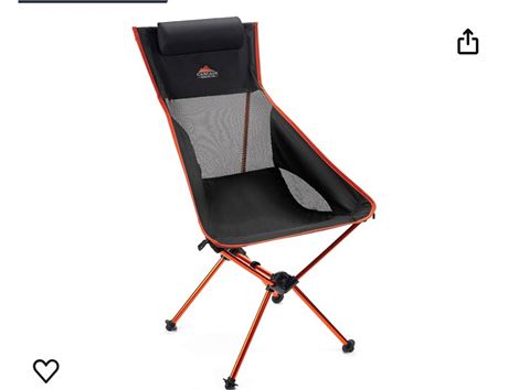 Cascade Mountain Tech Outdoor High Back Lightweight Camp Chair with Headrest and