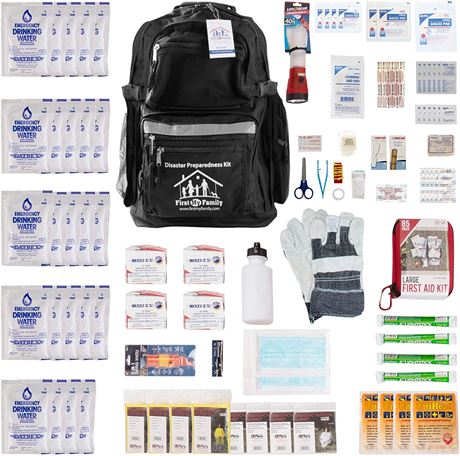First My Family 4FKIT All-in-One 4-Person Disaster Preparedness Survival Kit