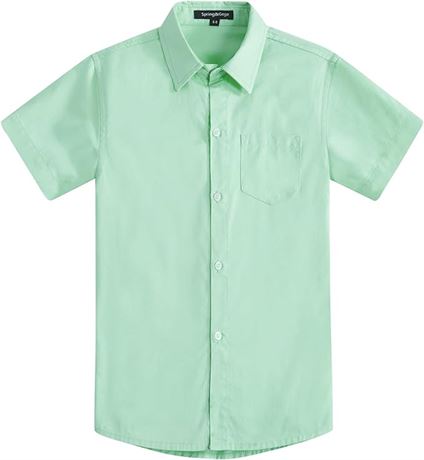 SIZE: XL Spring&Gege Boys' Short Sleeve Dress Shirts Formal Uniform Woven Solid