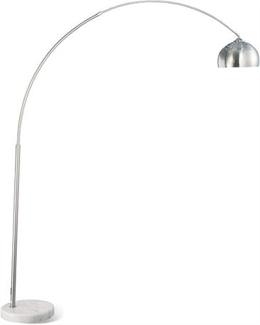 Floor Arc Lamp with Marble Base in Chrome Finish