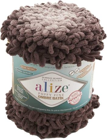 Alize Puffy Fine Ombre Batik Yarn, 1skn 500gr 87yds 100% Micropolyester Big Skei