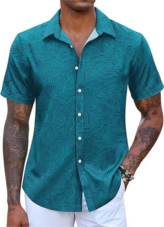 3XL , COOFANDY Mens Hawaiian Shirts Short Sleeve Button Down Aloha Shirt Casual