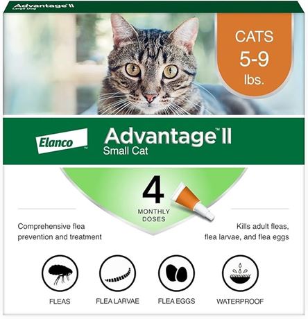 Advantage II Small Cat Vet-Recommended Flea Treatment & Prevention | Cats 5-9 lb