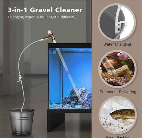 Aquarium Gravel Cleaner Fish Tank Kit Long Nozzle Water Changer for Water Changi