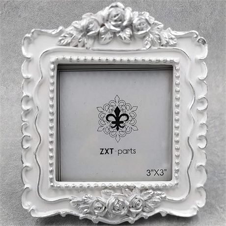 ZXT-parts 3x3 Picture Frame Square White & Silver Edge Frame. Resin Hand...