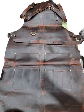 Leather Work Apron with pockets for tools