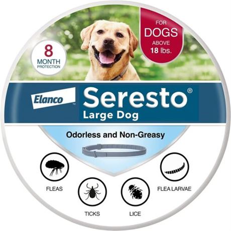 Seresto Large Dog 18lb+ Vet-Recommended Flea & Tick Prevention 8 Month Collar K1