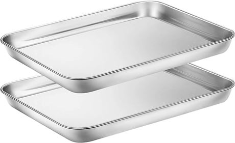 Stainless Steel Baking sheets Set 2, HOHUNGF Baking Pans for Oven 2 Pieces & Coo