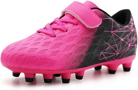SZ 8T  Kids Firm Ground Soccer Cleats Boys Girls Athletic Outdoor Football Shoe
