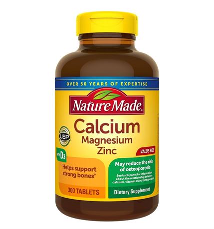 BB:10/26 Nature made calcium, magnesium, zinc & vitamin d3 multivitamin tablets,