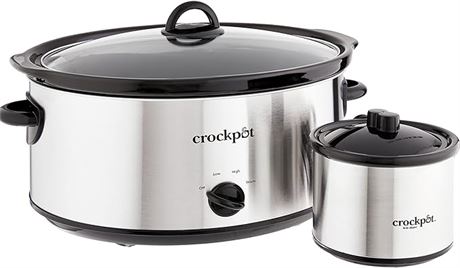 8 Qt capacity - Crockpot SCV803-SS Manual Slow Cooker with 16 oz Little Dipper F