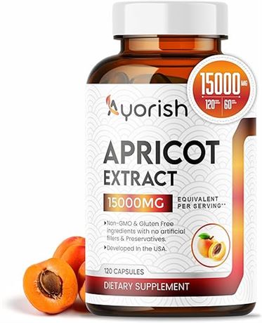 Ayorish Apricot Capsule 15:1 (120 Veg Capsules) 1000 mg Serving