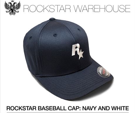 The classic Navy and White Rockstar Baseball Cap (L/XL)