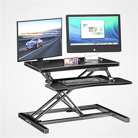 32 inch approx - Height Adjustable Standing Desk Converter, Table Top Sit to Sta