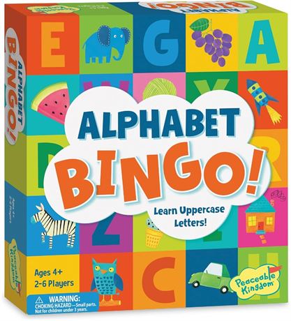 Peaceable Kingdom Alphabet Bingo! Letter Learning Educational Board Game