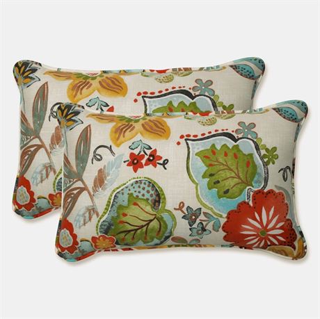 Pillow Perfect Bright Floral Indoor/Outdoor Accent Throw Pillow, Plush Fill, Wea