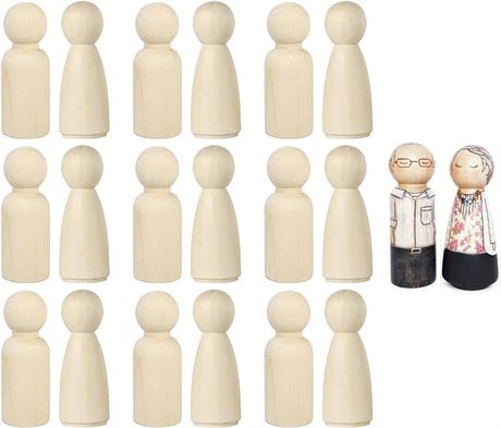 Wooden Peg Doll, 20 Pcs Unfinishied Peg People Doll, Art Creative DIY Crafts People Shapes Decorations, Wooden Pegs for Craft Art Projects, Peg Game, Painting (65mm)