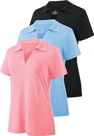 Dry-fit Golf Polo Shirts Short Sleeve Shirts for Women V Neck Moisture Wicking