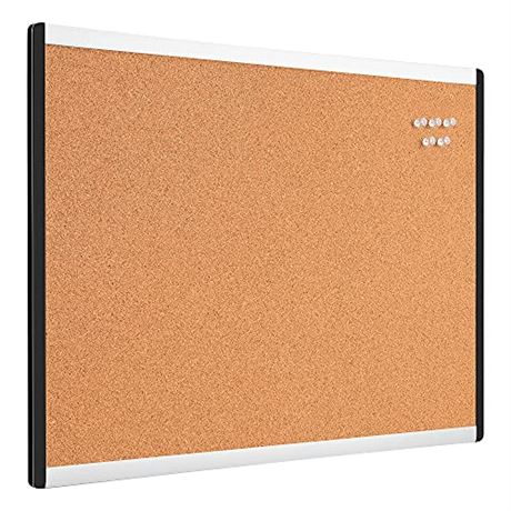 Amazon Basics Cork Board with Aluminum/Plastic Frame and Mounting Tabs, 17 X 23