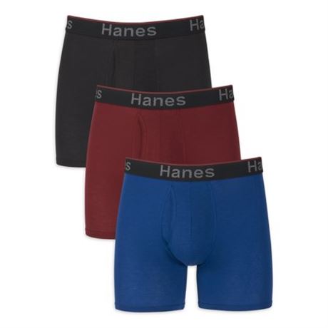 2XL, Hanes Mens 3-Pk. Solid Comfort Flex Fit Boxer Briefs