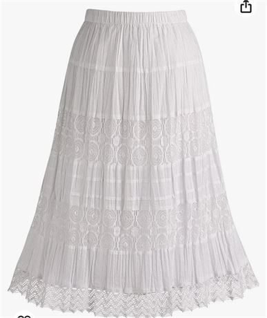 CATALOG CLASSICS Womens Long Boho Skirt-Cotton Lace Womens Skirts Midi Length