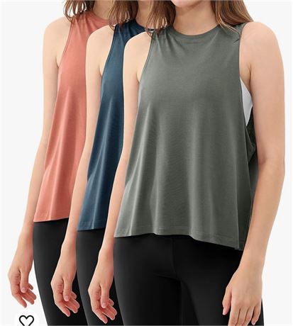 ODODOS 3-Pack Loose Tank Tops for Women Sleeveless Gym Athletic Workout Tops Yog