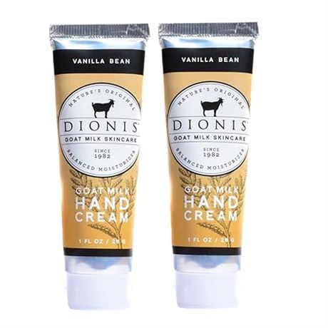 2 Piece (1oz/ 28g ea) - Dionis Goat Milk Hand Cream Travel Gift Set - Vanilla Be