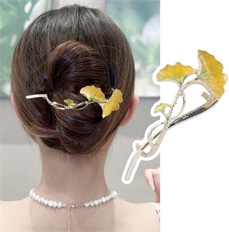 Fashion Ginkgo Leaf Twist Clip, Metal Hair Clip Twist Hairpin Hair Styling Tool